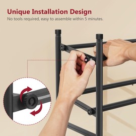 Tajsoon Expandable Shoe Rack for Closet 4 Tier, 29“-41“Adjustable & Stackable Shoe Shelf Storage, Metal Shoe Rack Organizer for Front Door Entrance, Closet, Garage, Entryway, Black