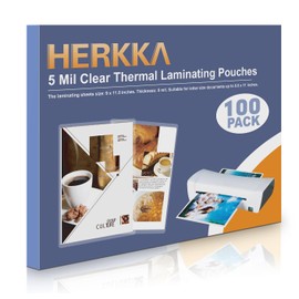 HERKKA 100 Pack Laminating Sheets, Holds 8.5 x 11 Inch Sheets, 5Mil Clear Thermal Laminating Pouches 9 x 11.5 Inch Lamination Sheet Paper for Laminator, Round Corner Letter Size