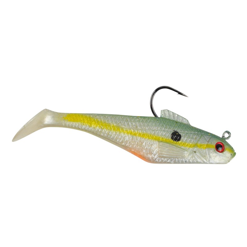 Berkley PowerBait Pre-Rigged Swim Shad Fishing Bait, Chartreuse Shad, 4in