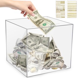 AIPOR Clear Piggy Bank for Adults/Kids Must Break to Open, Unopenable Acrylic Piggy Bank, Acrylic Clear Piggy Bank for Boys/Girls to Saving Money Cash Coin, Size (Clear, 15 * 15CM)