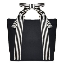 DIVA Rose Women's Tote Bag, Canvas, Solid, Large Capacity, Small, Handbag, Stylish, Lunch Bag, Adult, Cute, Initial Ribbon, Black (No Charm)