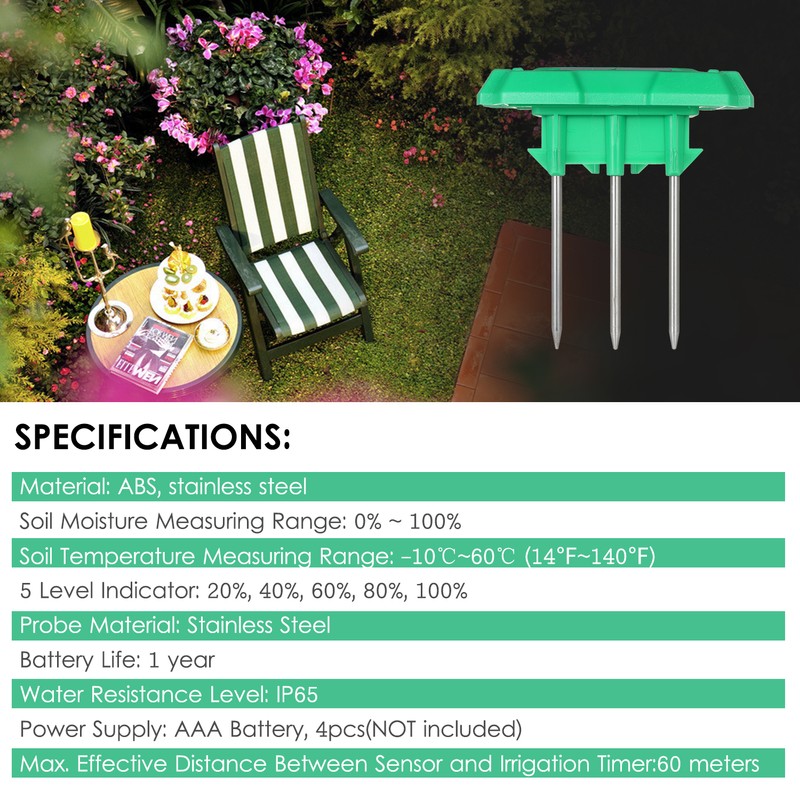 BT App Control Soil Temperature Moisture Sensor Meter Irrigation Soil