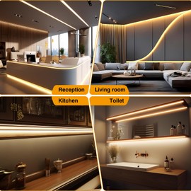 luktix luktix COB LED Streifen 5M, 2700K Warmweiss LED Streifen, 24V dimmbare LED-Streifenleuchten, CRI92, 8mm Breite, mit Fernbedienung und Netzteil, fr Heimdekoration, Kche, Spiegel (2700k, 5m)