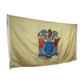 4x6' New Jersey State Flag - All Weather Nylon & Reinforced Fly End Stitching - Made in USA (4x6')