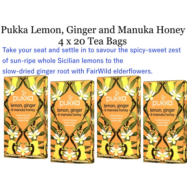 4 x 20 Tea bags PUKKA Lemon Ginger & Manuka Honey ( 80 bags in total )