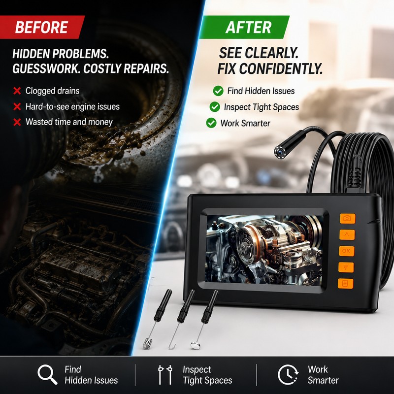 Industrial Endoscope Camera for Inspection – 4.3" LCD Borescope with