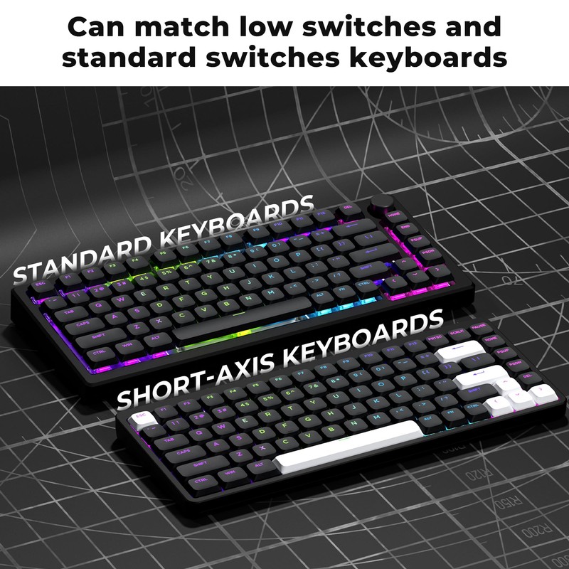 GMKWTL XVX Low Profile Black Keycaps, Shine Through Keycap Sets,