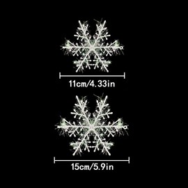 Christmas Snowflake Ornaments, 12 Pcs Plastic Snowflake Hanging Decor for Winter Christmas Tree Decorations, New Year Party, DIY Crafts (2 Sizes)
