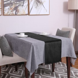 WAITER TREE Velvet Table Runner Washable Dresser Scarf Luxury Rustic Farmhouse Table Runners for Home Dining Coffee Table (Black, 14 x 51 inch)