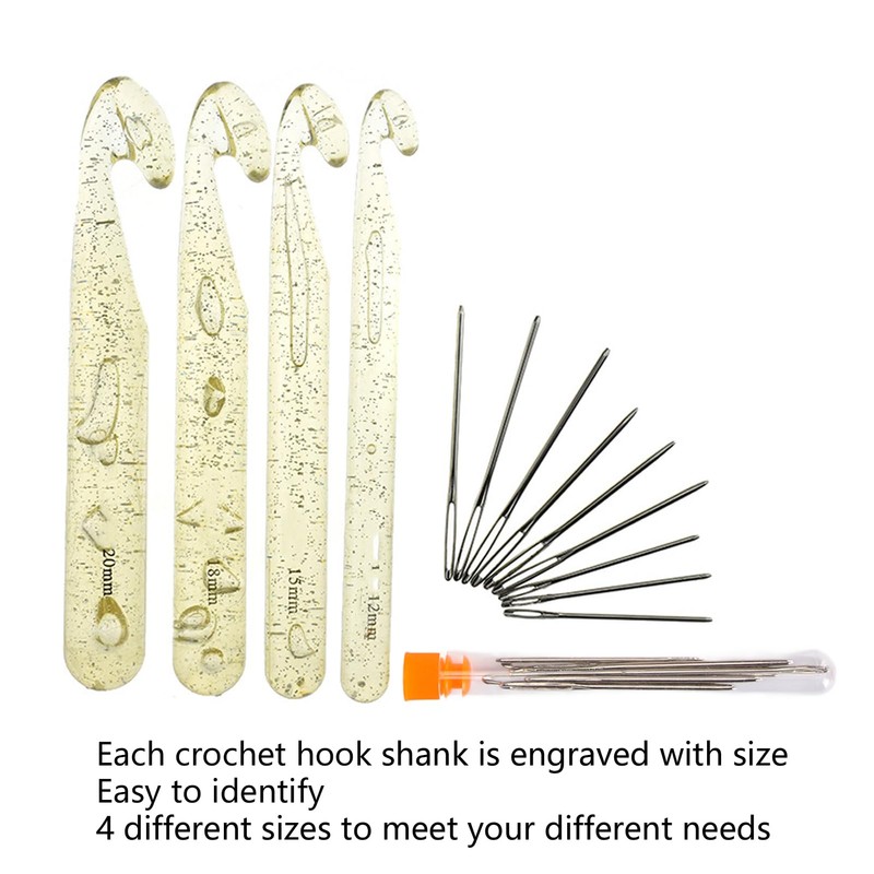 Large Crochet Hook Set 20Mm Rag Rug Handle Pillows Hats