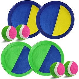 Jalunth Ball Catch Set Game Toss Paddle - Beach Toys Back Yard Outdoor Games Lawn Backyard Target Throw Catch Sticky Mitt Set Age 3 4 5 6 7 8 9 10 11 12 Years Old Boys Girls Kids Easter Gifts
