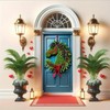 BlissYard Christmas Door Cover Pony Horse Head Wreath Red Bow