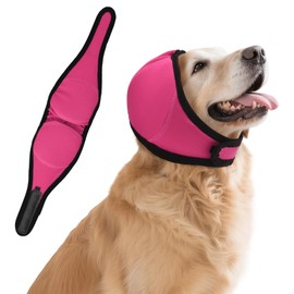 Dog Ear Covers for Bath, Dog Ear Muffs Noise Protection, Elastic Waterproof Ear Protector with Calming Hoodie Design for Fireworks, Vet Visits, Grooming (Rose, Small)