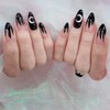 24 Pcs Press On Nails medium, Full Cover Black With