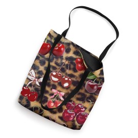 Aesthetic Cherry Pink Bow Coquette Cute Leopard Girl Tote Bag