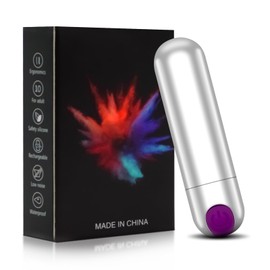 JEDLEM Upgraded Massager 10 Modes Quiet Massage Stick Tool, Handheld Travel Pocket Portable Cordless Soft Toy (Sliverpurple)