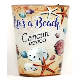 Cancun Mexico Life's A Beach Shells In and Out Shot Glass