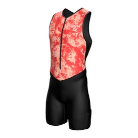 Sparx Men's Premium Triathlon Suit – Padded, Quick-Dry, Compression Fit, Lightweight Tri Suit for Swim, Bike, Run Race & Training (Orange Tie Dye, XL)