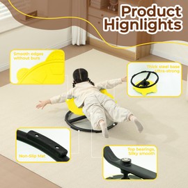 Oranmew Turtle Spinning Chair for Autistic Kids – Kids Sensory Swivel Chair, Sit and Spin Toy for Balance & Coordination, Autism & ADHD Sensory Spinner Seat, Non-Slip Design, 360° Rotating(Yellow)