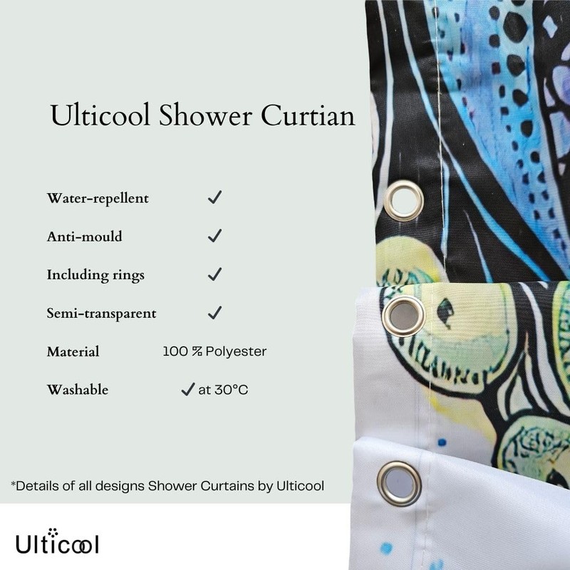 Ulticool Shower Curtain - Marble Waves Brown Sepia - 180