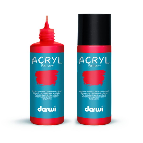 DARWI - DA0350080490C - Un flacon de Peinture Acrylique Brillante - Coloris Vermillon - 80 ML - DARWI ACRYLIC