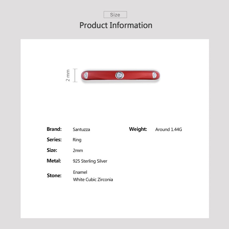 Santuzza 925 Sterling Silver Enamel Stackable Ring Cubic Zirconia Eternity