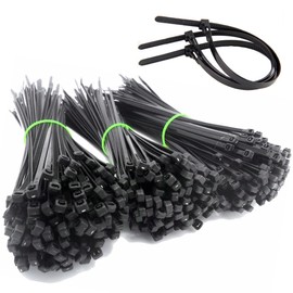Pack of 500 Cable Ties Cable Zip Ties Nylon Cable Ties Insullock Automatic Locking Plastic Weather Resistant Heavy Duty Wiring Bundling Wire Storage Tie Wraps Cable Ties Width 0.1 inches (3.6 mm) Length 9.8 inches (250 mm) (Black)