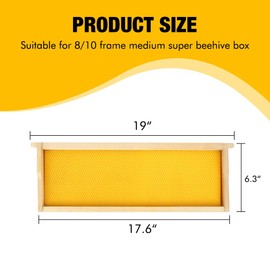 Honey Lake Medium Beehive Frames and Foudations Kit,10 Pack Super Wooden Frames and Beeswax Dipped Plastic Foundations for Beekeeping