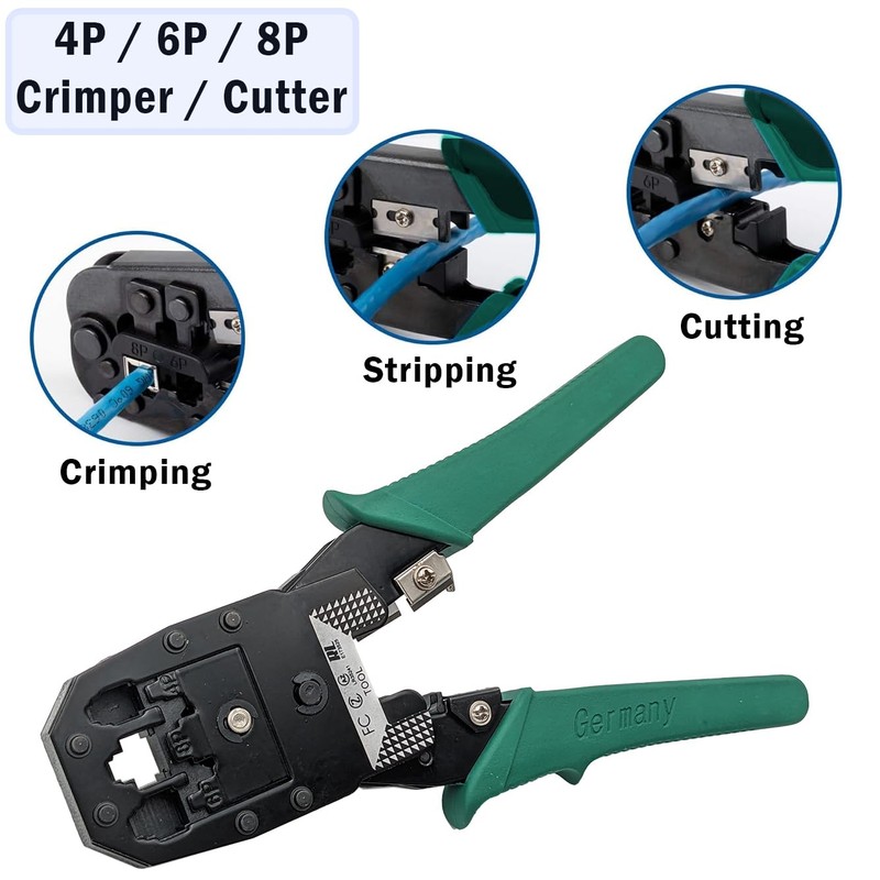 9-in-1 Network Toolkit with RJ45 Ethernet Crimping Tool, Punch Down