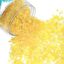 Crushed Glass for Resin Art, Broken Glass Pieces for Crafts Vase Filler Home Decorations,Crushed Glass for Crafts,3-6mm,1.5 Pound (Yellow)