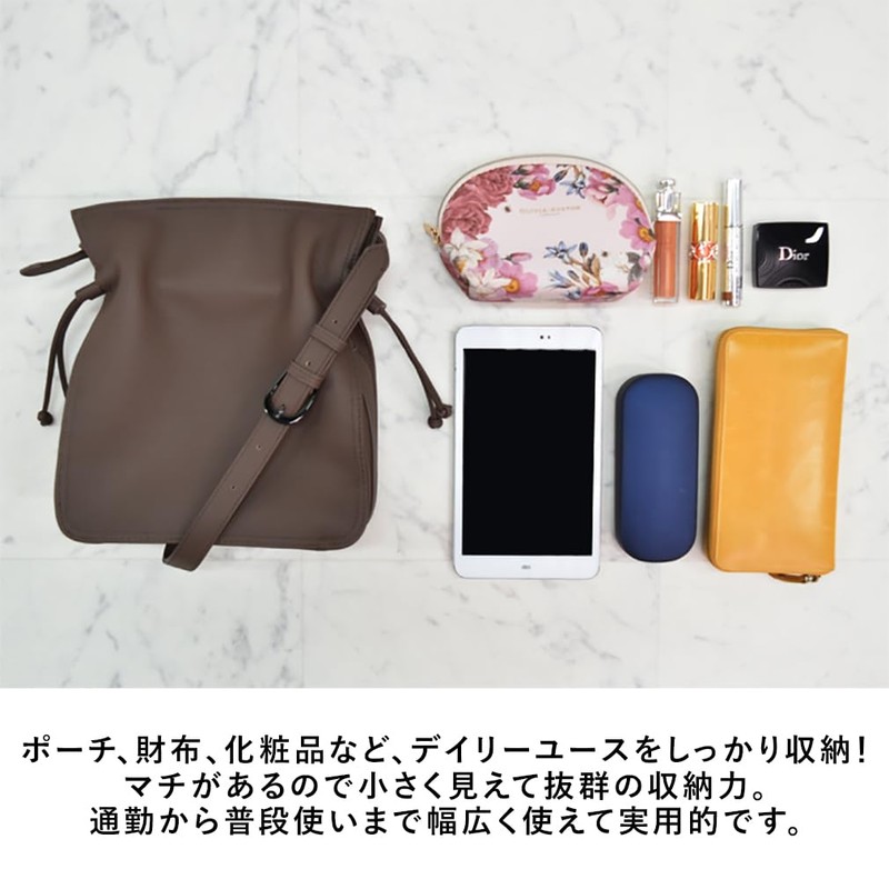 Gratante abb-g0035 Genuine Cowhide Leather Drawstring Shoulder Bag Women's Shoulder