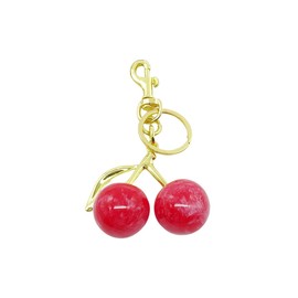 Bestleey Cherry Charms Keychain for Women Cute Cherry Bag Charm Purse Charms Keychain Car Keyrings Leather Handbags (Red2)