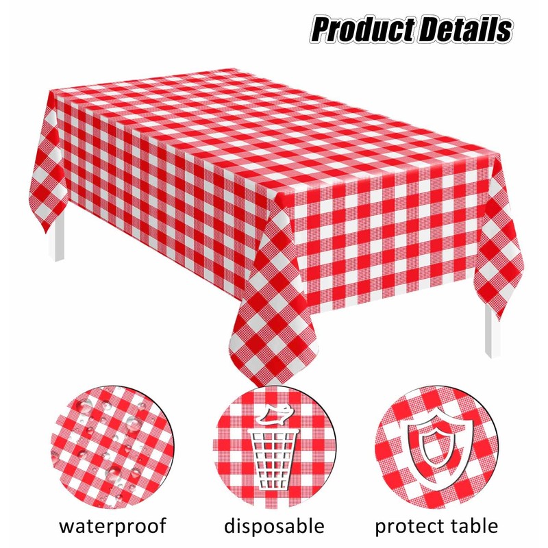 SietDESEO 6 Pack Red Gingham Tablecloth 54 x 108 Red
