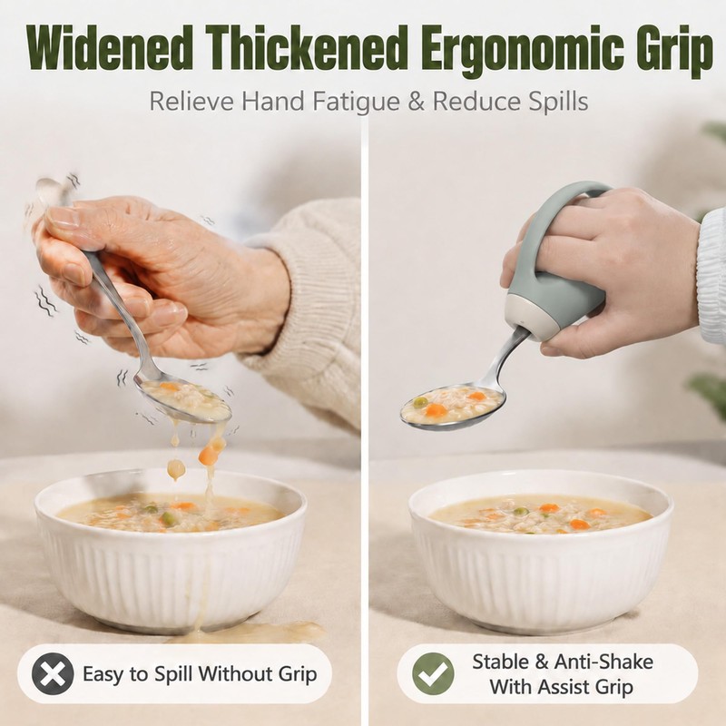 Anti-Shake Adaptive Utensil Handles, Universal Hand Grips for Elderly, Eating
