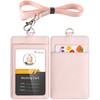 Teskyer ID Card Holder with Strap, PU Leather with Transparent