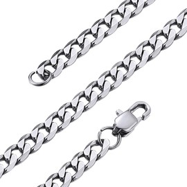 GOLDCHIC JEWELRY Stainless Steel Tin Holder Chain Classic Men's Chains in Width 4/6/9 mm, Stainless Steel Tin Holder Chains with Silver/Gold, 2 Colours in 40-76 cm, Perfect Gift for Men/Women, Metal,