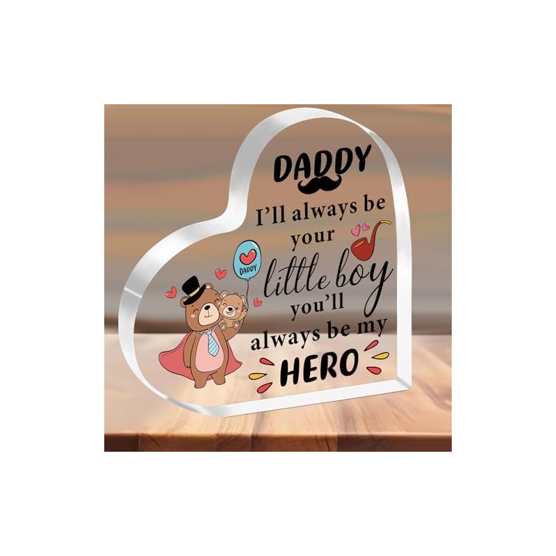 SMARGO Daddy Gifts from Son Heart-Shaped Acrylic Plaque Gifts for