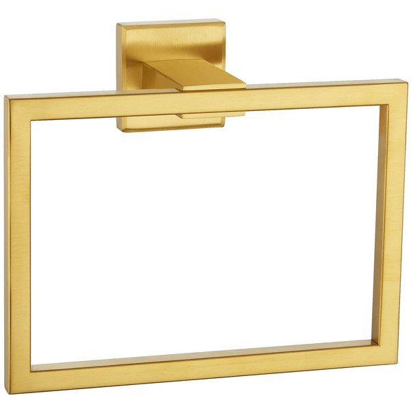 Hand Towel Holder Brushed Gold, Angle Simple SUS304 Stainless Steel Square Towel Ring, Bathroom Towel Hanger for Wall, 7.09-Inch