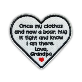 Loving Memorial Family Patch 3 Inches Memory Heart Family Memories Gifts Remembrance Iron On/Sew On Embroidery Fabric Applique Patches for Trucker Hats Clothes DIY Accessories (Style 2, Grandpa)