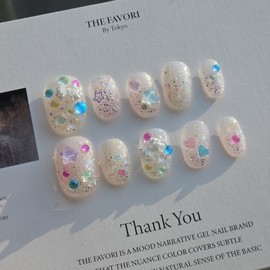 Shining Bubble [Handmade Nail Tip] Emily Nail - Short Almond / 샤이닝버블 [수제네일팁] 에밀리네일 - 숏아몬드