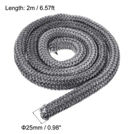 PATIKIL 6.57ftx1" Wood Stove Gasket Rope, Fiberglass Round Braided Rope High-Temperature Stove Gasket Seal for Boiler Furnace Oven Kiln Casting, Black