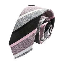 Bubu Ohana Necktie, Large Sword Width: 2.4 inches (6 cm), Narrow Tie, Narrow Tie, Thin, Smart, Slim, black pink