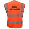 Orange Hi Vis vest PRESS PHOTOGRAPHER Vest Waistcoat Safety Vest