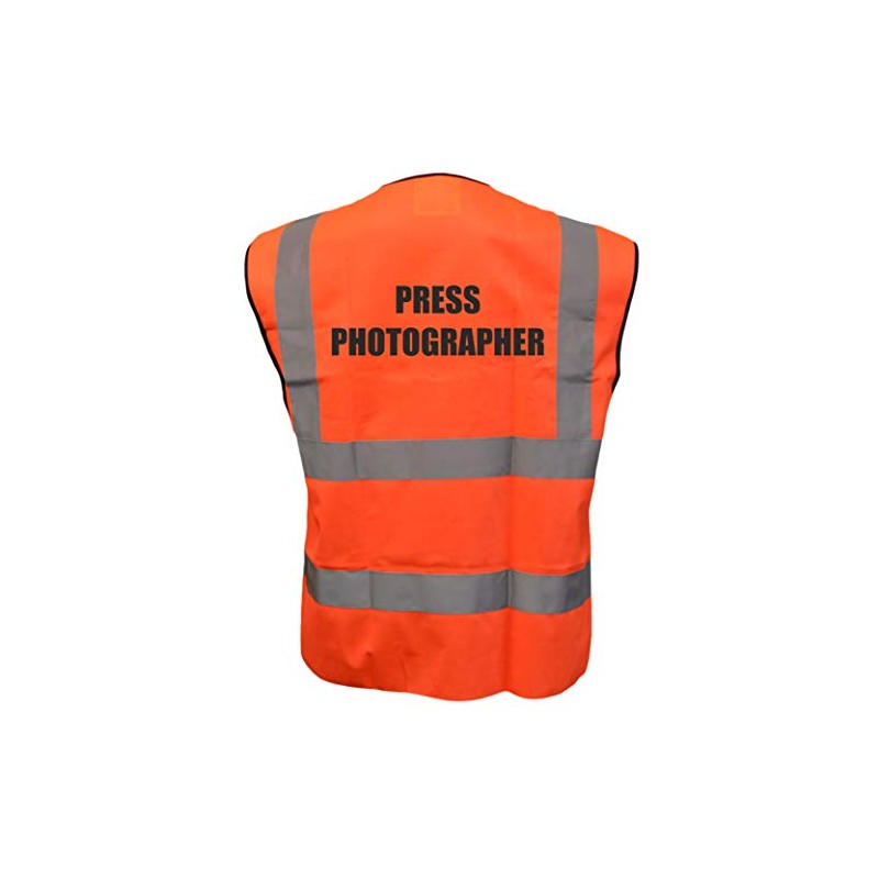 Orange Hi Vis vest PRESS PHOTOGRAPHER Vest Waistcoat Safety Vest