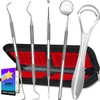 Dental Tools, Teeth Cleaning Tools, Plaque Remover for Teeth, Professional Dental Hygiene Kit, Stainless Steel Tooth Scraper Plaque Tartar Cleaner, Dental Pick Scaler Oral Care Tools Set - with Case