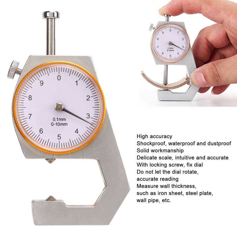 Thickness Gauge Round Dial Indicator 0.1mm Resolution 0‑10mm Range Measuring