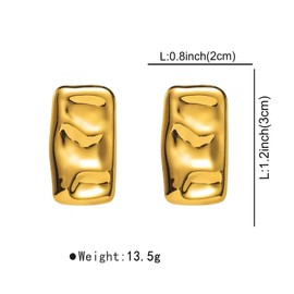 Big Chunky Gold Rectangle Earrings for Women Trendy Thick Square Stud Earrings Gold Silver Geometric Statement Earrings Dainty Jewelry Gift for Girls