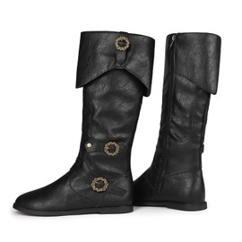 Galindopia Unisex Cosplay Boots Flat, 108 Black