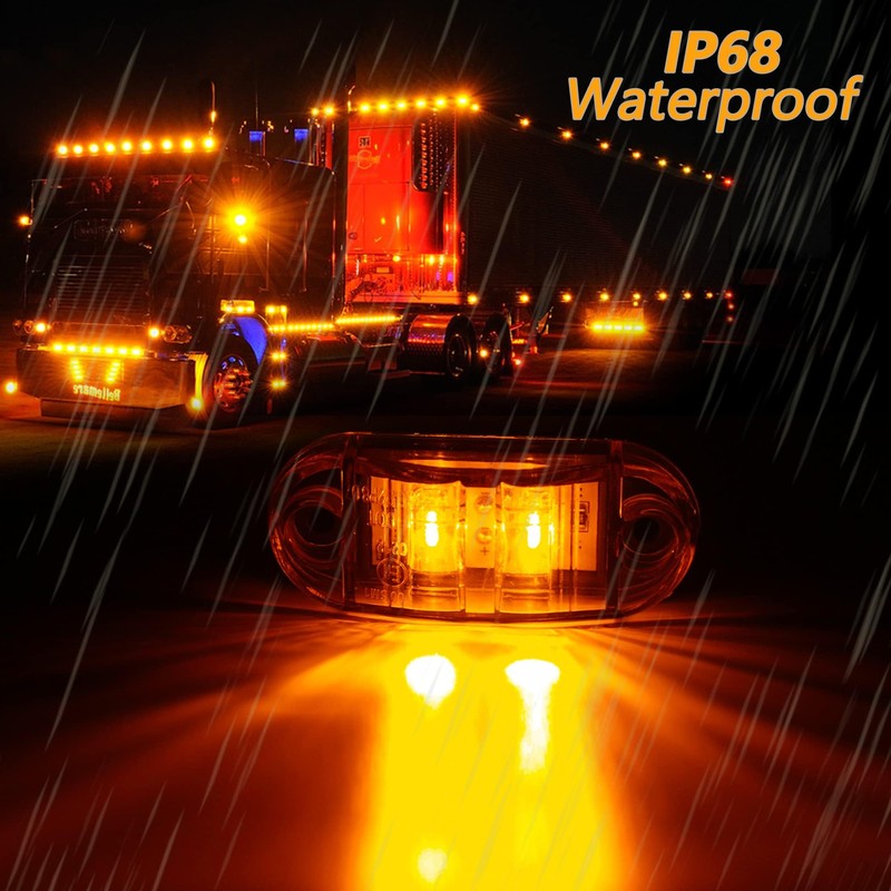ALFU 10 Pack Amber DC12-24V IP68 Waterproof LED Trailer Lights