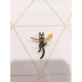 Studio Ghibli "Kiki's Delivery Service" Jiji on broom Enamel Pin. "Brand New".